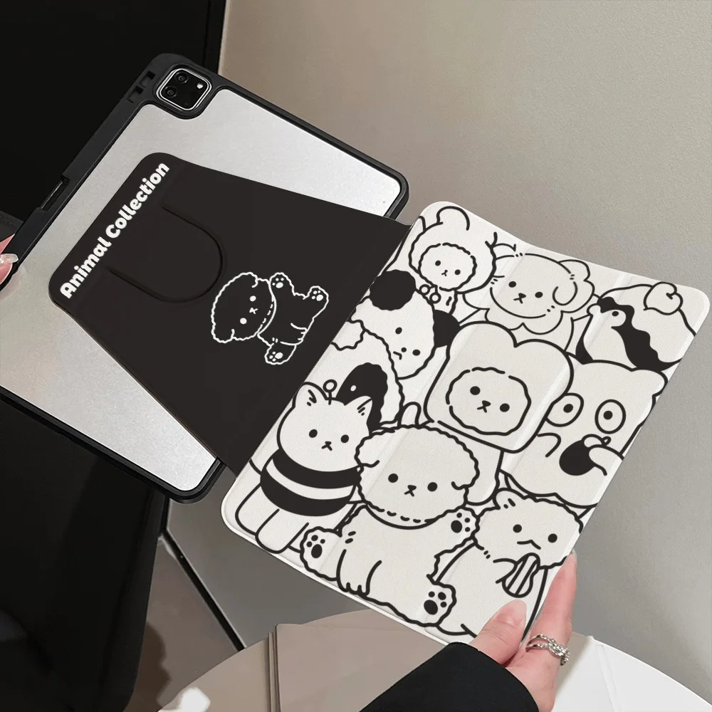 Artistic 360° Rotatable Tri-Fold Tablet Cover - Black & White Animal Collection