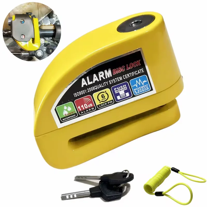 รถจักรยานยนต์จักรยานล็อคปลุกป้องกันกุญแจกันน้ํา Brakelock พร้อมปุ่มความปลอดภัย Anti-Theft สกู๊ตเตอร์ล้อล็อคดิสก์เบรค 1