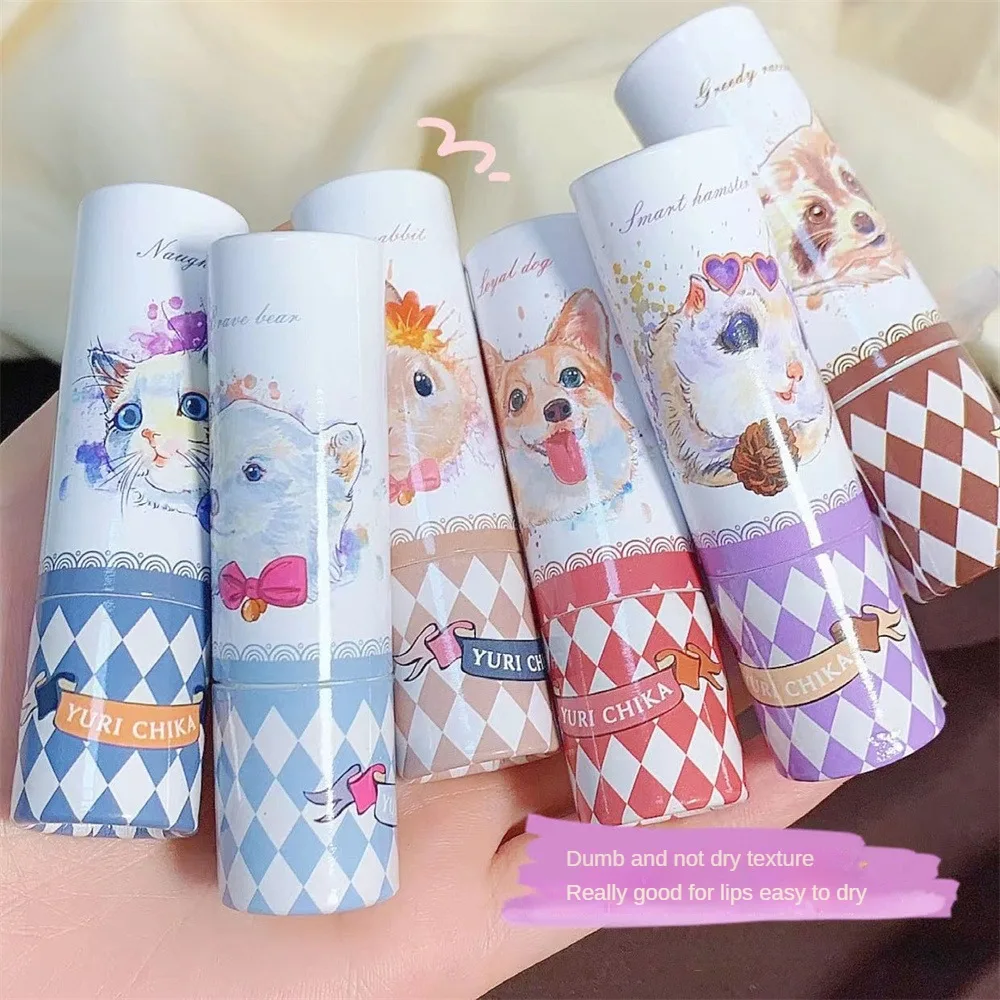 Cute Dog Velvet Lip Mud Peach Pink Lip Glaze Matte Liquid Lipstick Waterproof Long Lasting Velvet Nude Red Lip Tint Cosmetics