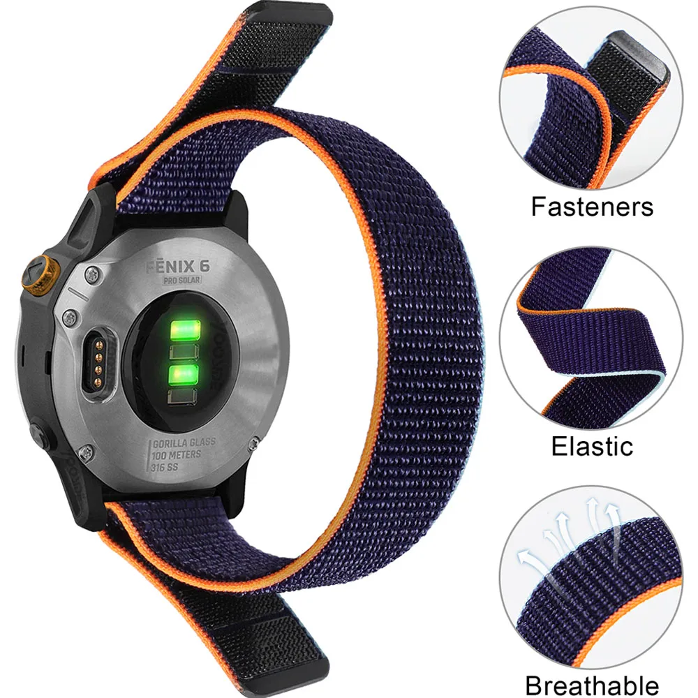 Versatile Nylon Strap with Hook and Loop Fastener - Quick Dry Watch Band in Multiple Sizes