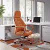 Genuine Leather Aluminum Base High Back Executive ChairHeavy People Ergonomic Back - Office Chair Orange 3
