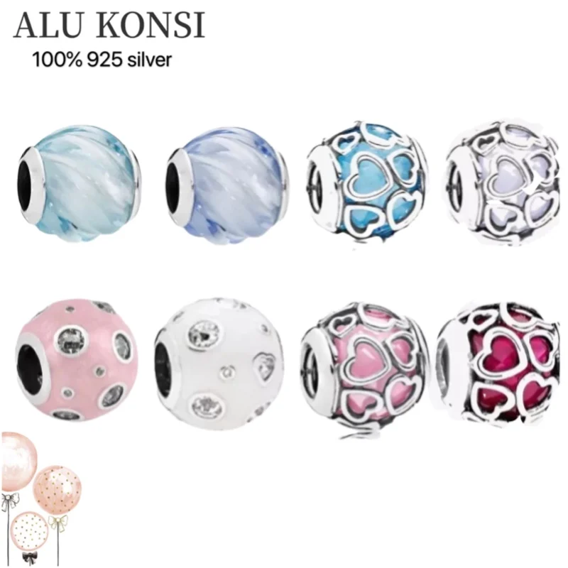 

925 Sterling Silver Original ocean bubble bead glass series accessories for bead Fashion Women Jewelry