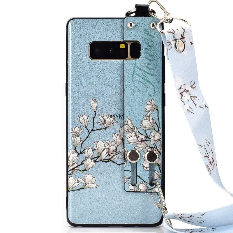 samsung flip phone cute Glitter IMD Wristband Flower Suitable for Samsung S22plus Mobile Phone Shell Samsung S10 S21 S71 A71 Te20 Lanyard Soft Cover samsung silicone case Cases For Samsung