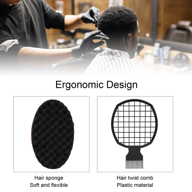 Hair Curl Weave Dreads Sponge Brush Plastic Hair Twist Comb Sponge Set Magic Hair Sponge Curl Comb Hair Styling Supplies Tool 2