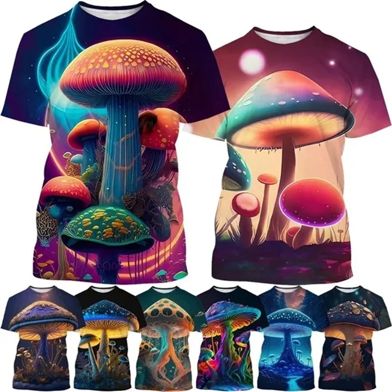 

3D Plants Mushroom Printing T Shirt Children Fashion Streetwear Short Sleeves New Summer Harajuku Y2k T-shirts For Men Clothing