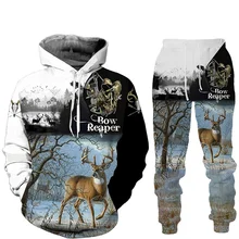 

New 3d Deer Hoodie and Pants Suit Male/Female Harajuku Casual Sweashirt Pullover Men Tracksuit Set Fashion Men's Clothing Suit