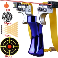 Four Color Double Spiral Fast Press Outdoor Shooting Slingshot Hunting Tool Target Paper Steel Ball Rubber Band Set Meal 2