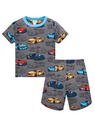 Children's Summer Car Print Pajama Set - Soft Cotton Short Sleeve & Shorts Sleepwear, Ages 1 - 8 - 7 - 8years (P1031D - 1)
