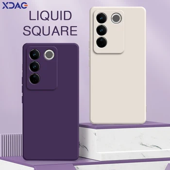 Custodia quadrata originale in Silicone liquido per VIVO V27 Pro V27e custodia protettiva per fotocamera 360 antiurto VIVOV27 V27Pro E Armor