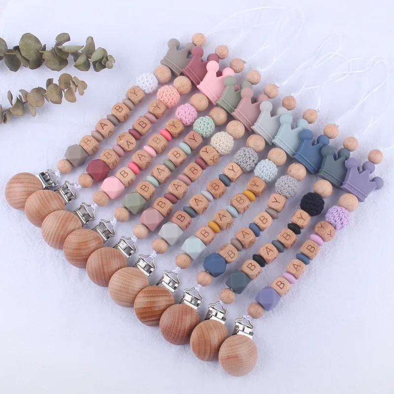 Baby Pacifier Clip Personalized Name Teethers Toys Dummy Nipples Holder Clip Chain Babies Accessories Newborn Gifts
