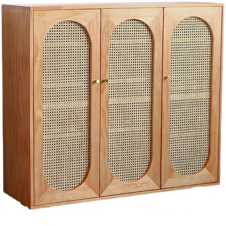 

Nordic solid wood rattan shoe cabinet Japanese breathable porch cabinet into the living room side cabinet.