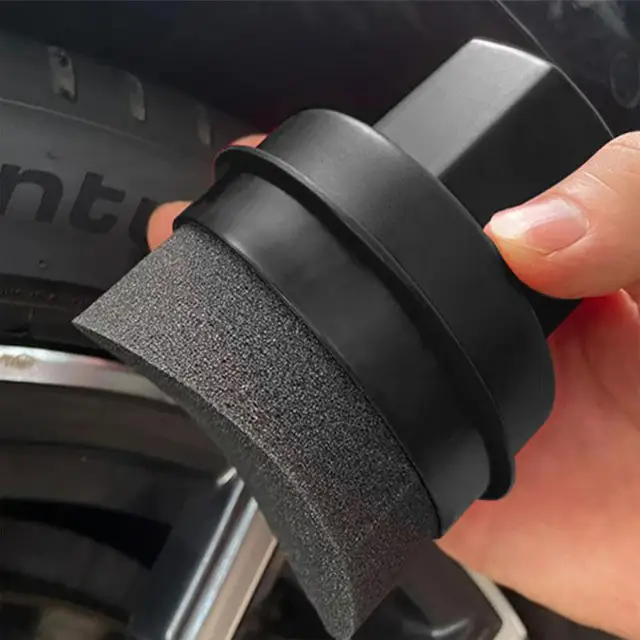 Car Tire Waxing Sponge Car Wax Applicator Pad with Lid Curved Shaped Easy Waxing Tire Sponge Tire Cleaning Tools Detailing Brush 2