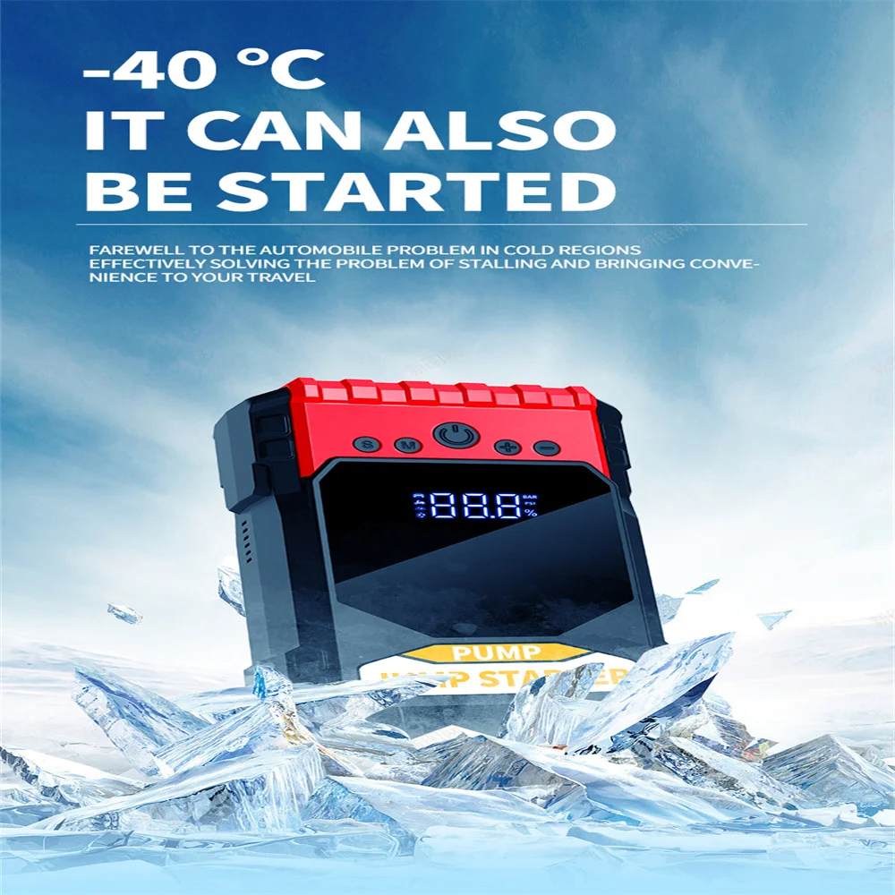 4 In 1 1000A Car Jump Starter Power Bank 10000mAh 150PSI Air Compressor Tire Pump Portable Charger Car Booster Starting Device