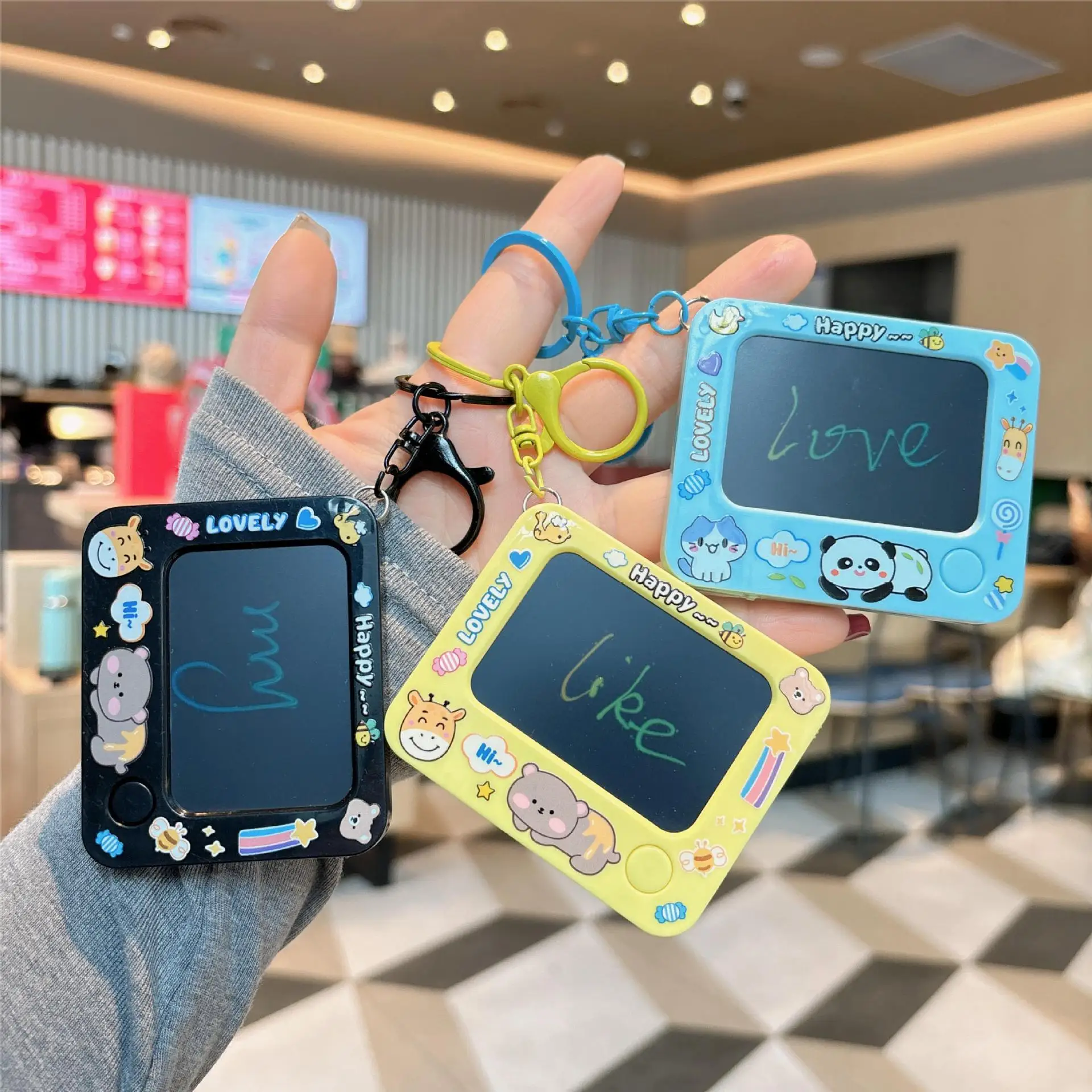 Mini Zeichenbrett Schlüsselanhänger Cartoon Graffiti Schreibtafel Anhänger Auto Schlüsselanhänger Mädchen Tasche Anhänger süßes kleines Geschenk