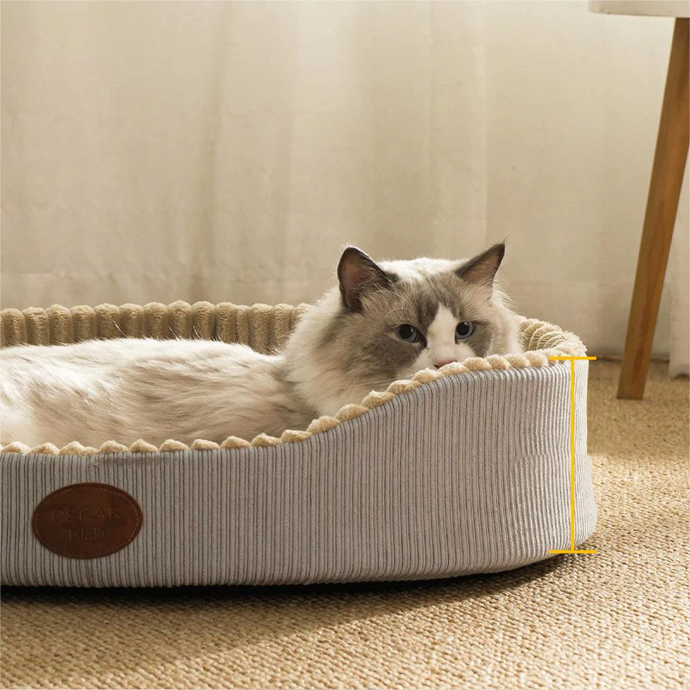Modern Polyester Fiber Cat Bed, All-Season Cozy Pet Sofa for SmallDogs and Cats, Fashionable Round Plush Pet House & Condo