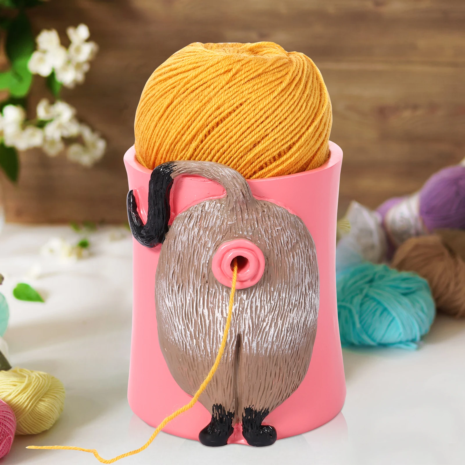 Resin Yarn Bowl Cat Butt Knitting Bowl Funny Crochet Yarn Bowls Creative Storage Holder Multipurpose for Crocheting