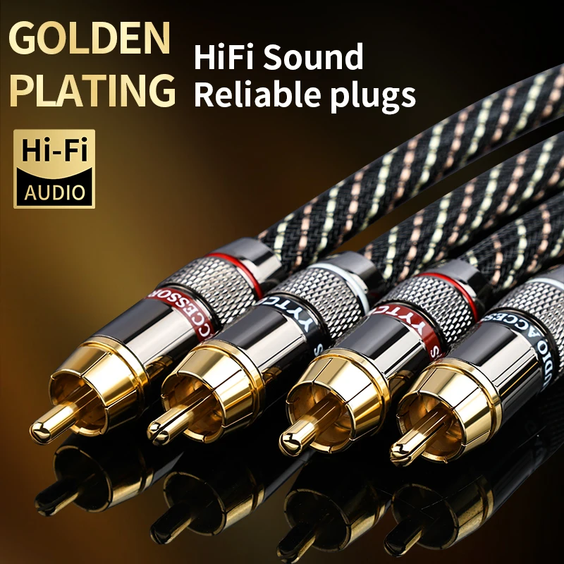 YYTCG HIFl stereo RCA Audio cable 6N OFC Male to Male 2RCA to 2RCA Audio Cable with Gold Plated connector Plug For CD Amplifier