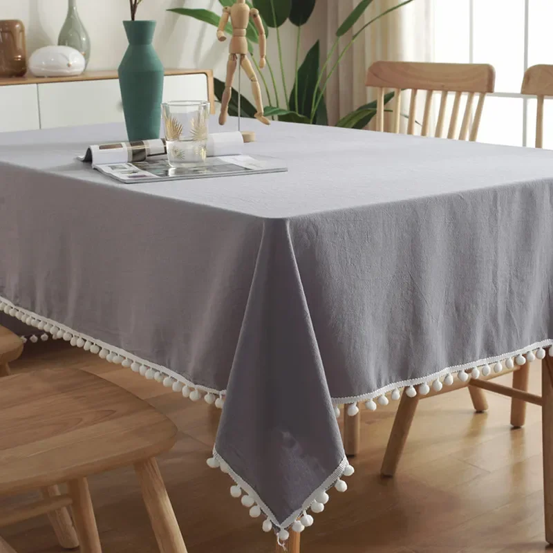 

Cotton Fabric Tablecloth Tassels Stitching Washable Table Cloth for Wedding Party Dining Banquet Decoration Luxuriou Table Cover