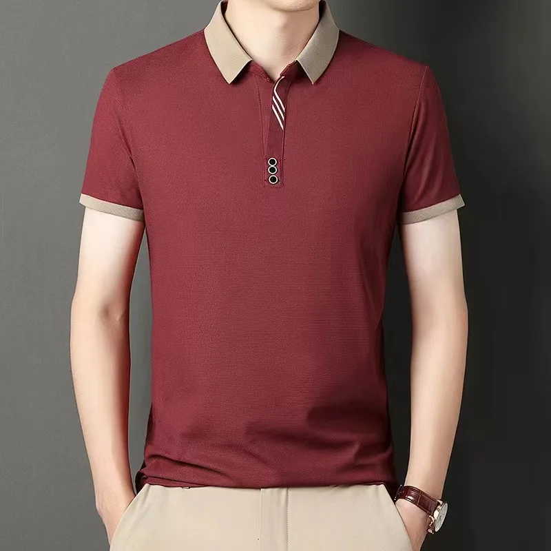 Summer Mens Jogging Polo Shirts Short Sleeve Shirt Luxury Top Casual Lapel T-shirt Men Breathable Lightweight T Shirt Homme ﻿