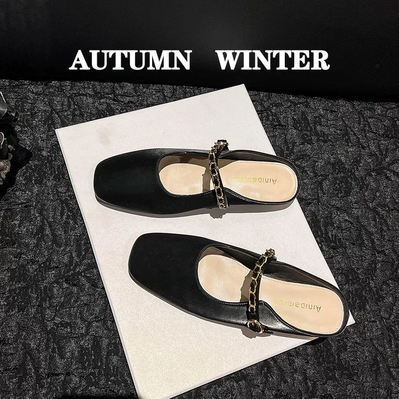 2025 Single shoes Thick Heel Shoes Elegant Classic Retro Square Toe Comfortable Soft Shallow Cut Low Heel Women's Shoes 3