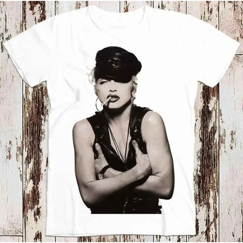 Madonna Smoking Super T-Shirt Herren T-Shirt Sommer Neu Lässig Unisex Harajuku-Stil T-Shirt