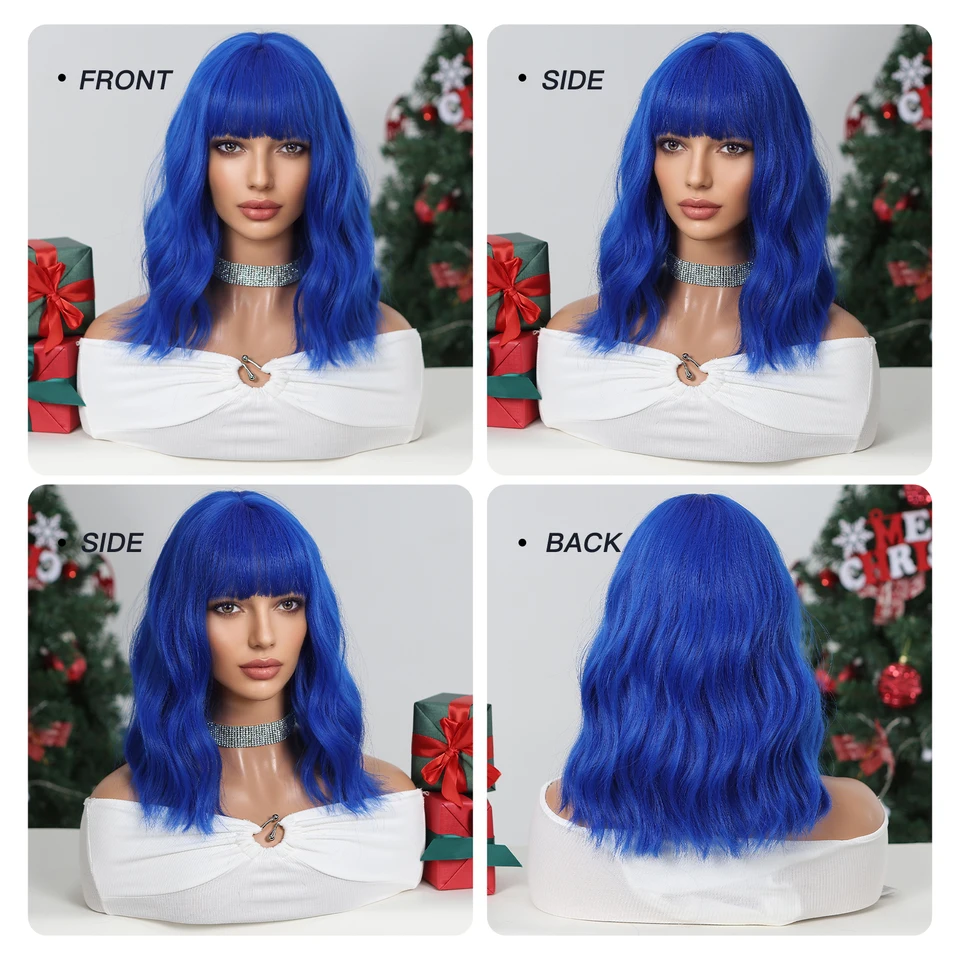 IMISSU 80cm Parrucche cosplay di capelli naturali lunghi e lisci con frangia Parrucca colorata per feste in costume di Halloween per ragazza (Nero