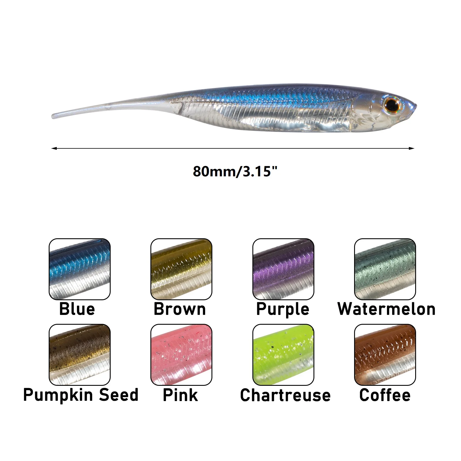 Dr.Fish 15pcs Ice Fishing Soft Worms 1.96