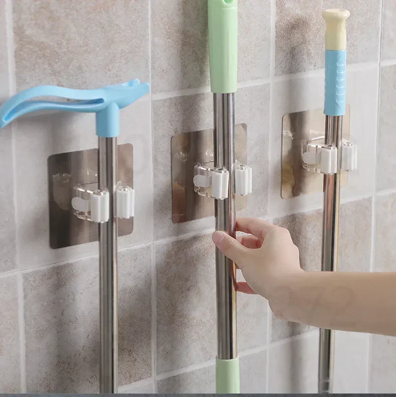 Description Picture 3 of item1-10PCS Adhesive Multi-Purpose Hooks Wall Mounted Mop Organizer Holder RackBrush Broom Hanger Hook Kitchen Bathroom Strong Hooks