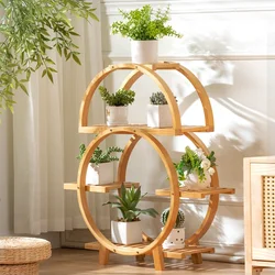 Simple Shelves For Plants Natural Bamboo Flower Holders Creative Multi-layer Flower Stands Drain Water Breathable Plant Holder