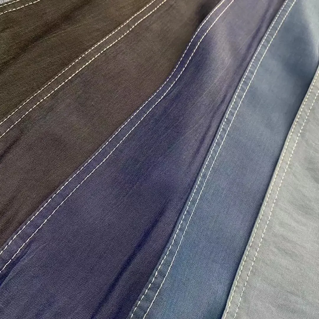 Spring Summer Thin Washless Lyocell Cotton Denim Fabric Clothing Jacket Shirt Skirt Denim Material Lightweight No Ironing Needed