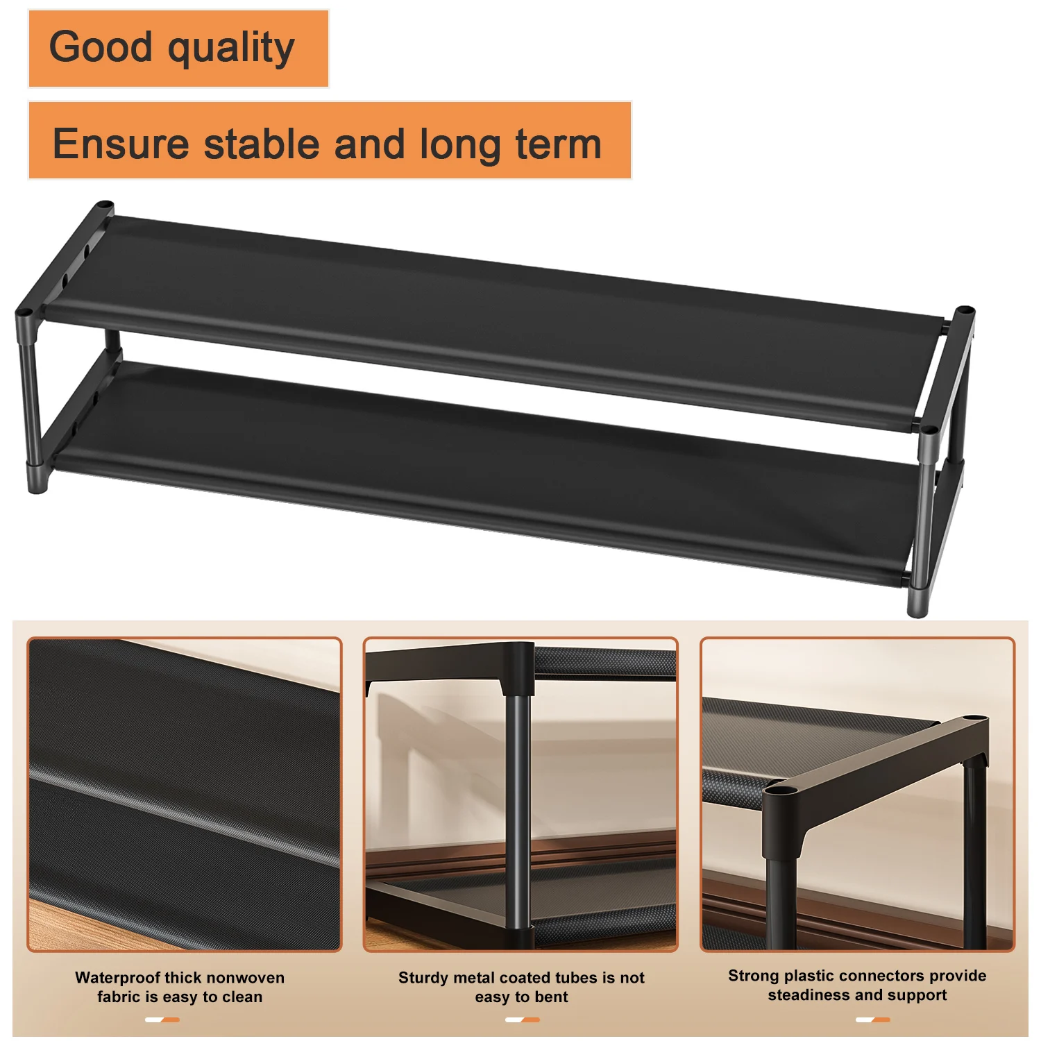 Long Shoe Rack 2 Tier Save Space Sturdy Wide For Closet Entryway Mudroom Garage
