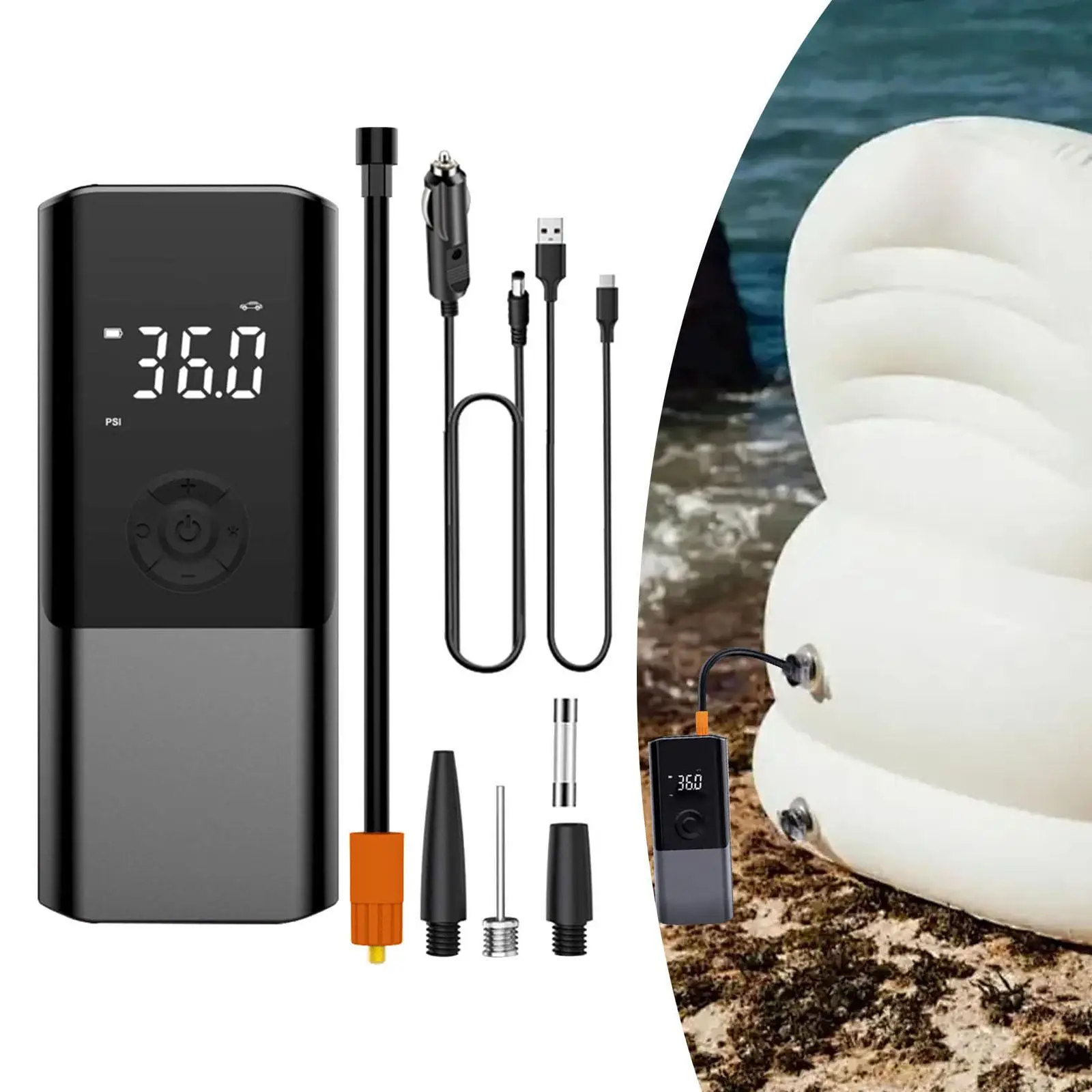 

Портативный воздушный компрессор для автомобильных шин, 17,5x7,4x4,9 см