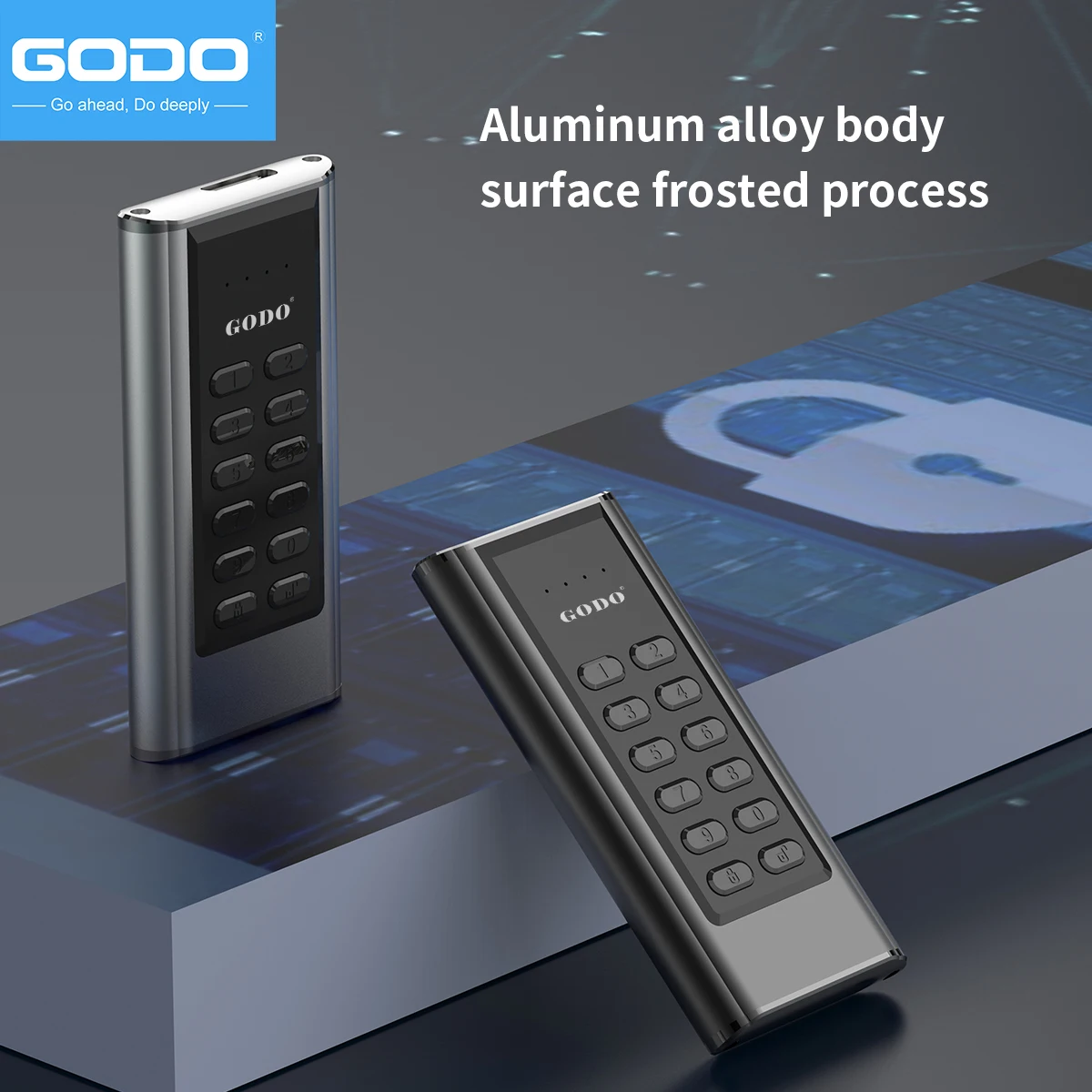 External Hard Drive Case GODO M.2 Encryption NGFF/SATA SSD Hardware Key Data Enclosure with Password Mobile 2.5&ldquo;Sata