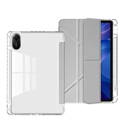 Custodia Rigida Trasparente Slim con Supporto Multi-Angolo e Slot per Penne - Protezione Antishock per Tablet