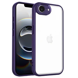 Air Cushion Shockproof Silicone Bumper Clear Matte Back Phone Case - Pc + tpu (Purple)