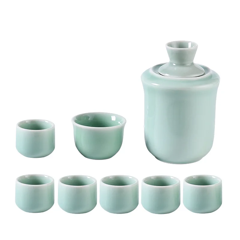 Ceramic Sake Set Cups with Warmer, Traditional Porcelain Pottery, Hot Saki Drink, Wine Glass Set