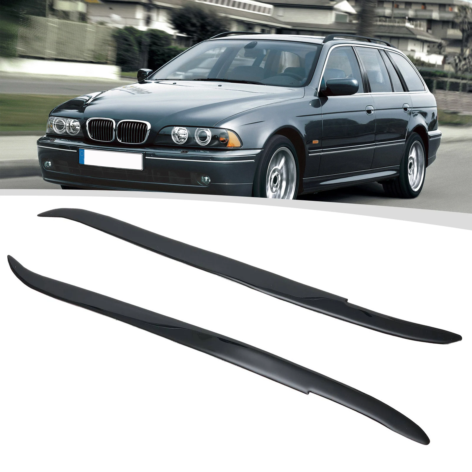

Глянцевая черная накладка для бровей, для BMW 5 серии E39 1995-2003
