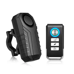 Enhanced Motorcycle Security Alarm with Remote Control - 113DB Wireless Waterproof Anti-Theft System (Black With Bracket)
