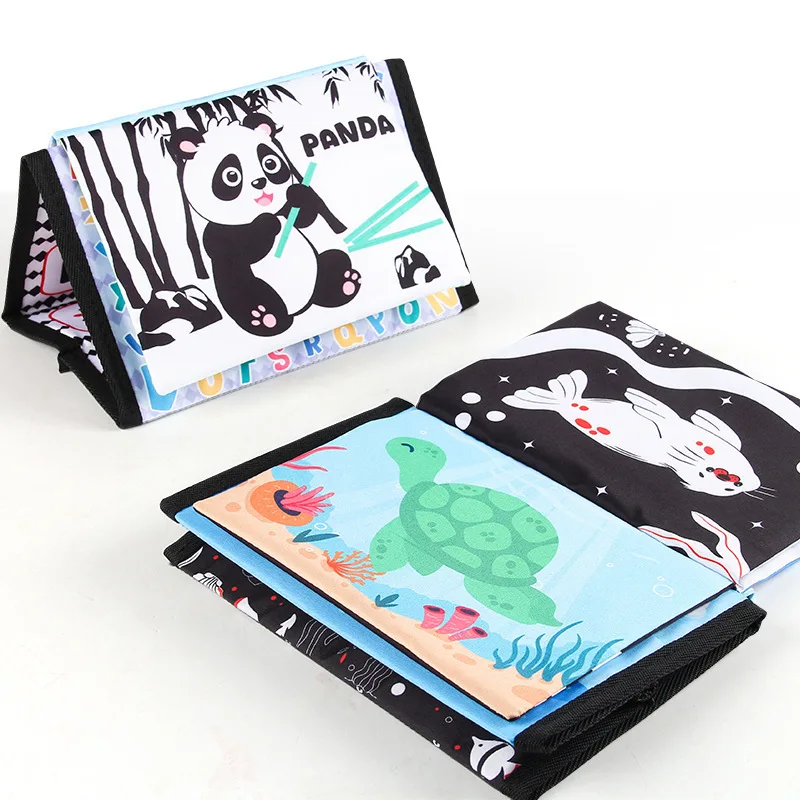 Cartoon Animals Early Education Toys For Baby 10 Page Cloth Book Montessori Touch And Feel Infant Soft Desk Calendar Cloth Books