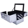 SM-2176 Silver Aluminum Makeup Train Case Jewelry Box Organizer with Mirror - 9x6x6 Cosmetic Storage 6