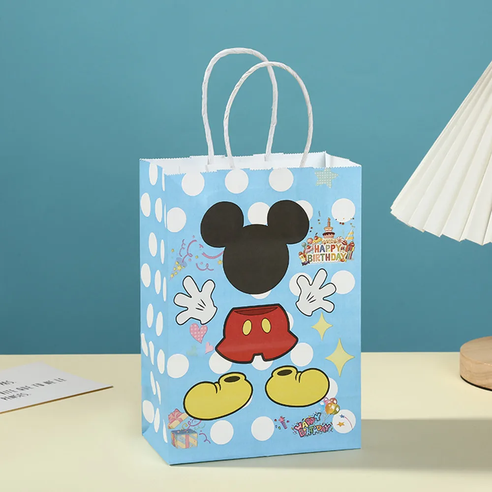 1/3/6pcs potištěné ovládat pytle mickey myš bonbóny sáček dítě večírek loot pytle děvče děti narozeniny minnie večírek dekorace zásoby