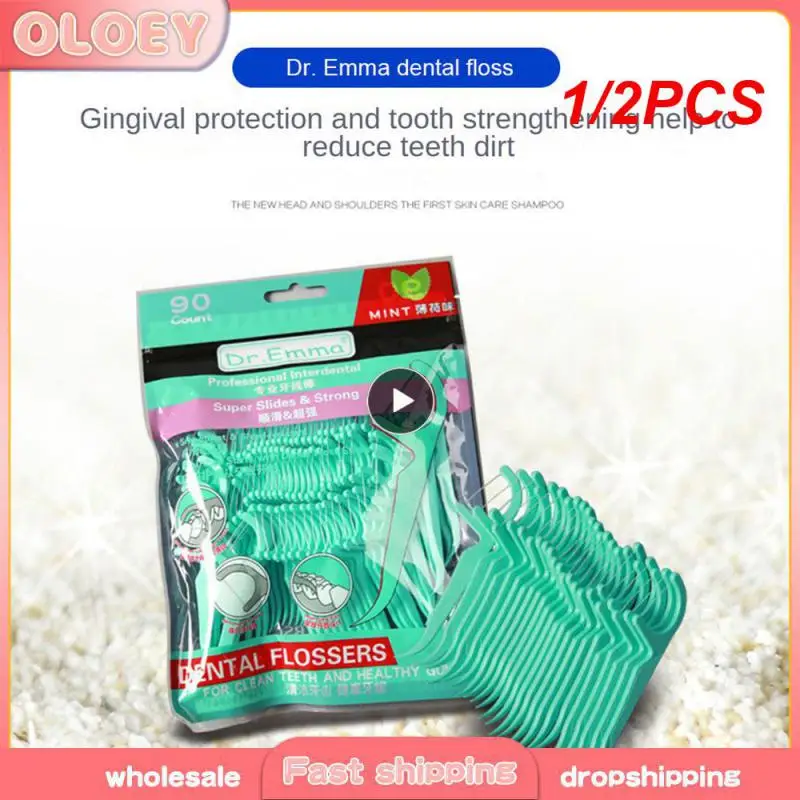 

1/2PCS Green Floss Flosser Picks Toothpicks Teeth Stick Tooth Cleaning Interdental Brush Floss Pick