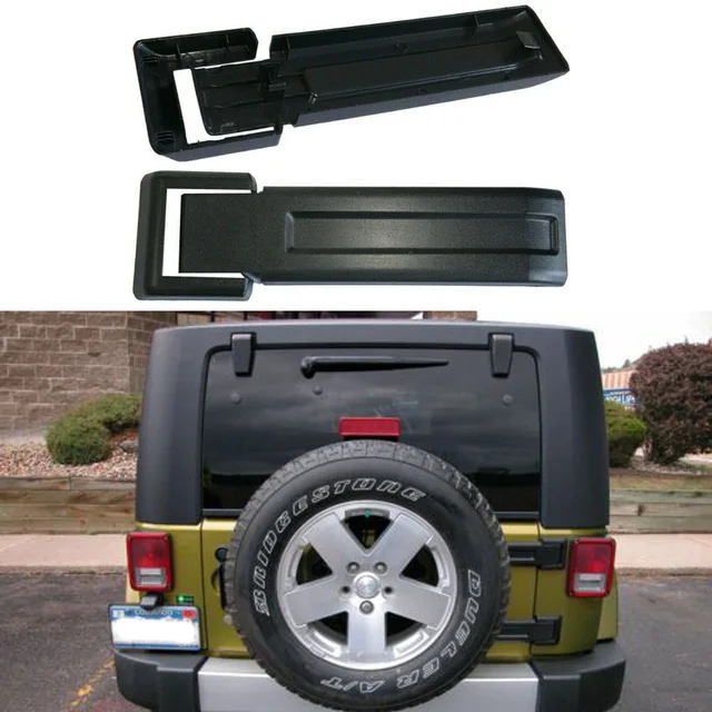 Jeep Wrangler JK Rear Tailgate Hinge Cover - Matte Black Spare Tire Trim For 2007-2018 Models, No Drill Installation - View #3