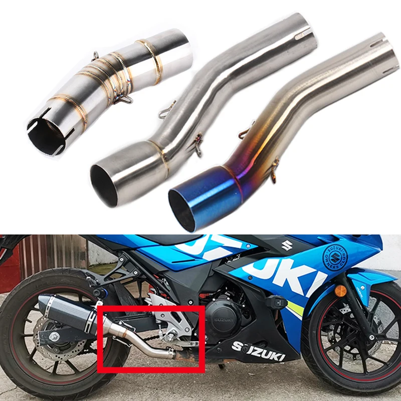 MotorcycleExhaustSystemMiddlePipeConnectMidTubeescapewithoutMufflerSlipOnForSUZUKI