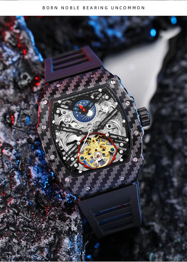 Männer Skelett Automatik Mechanische Tourbillon Skelett Vintage Tonneau Zifferblatt Herren es Top Luxus_voghion.com