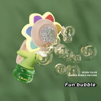 Bubble Machine Toy Electric Automatic Sunflower Shaking Head Adjustment Light Dancing One Key Bubble Maker Toy For Kids 3