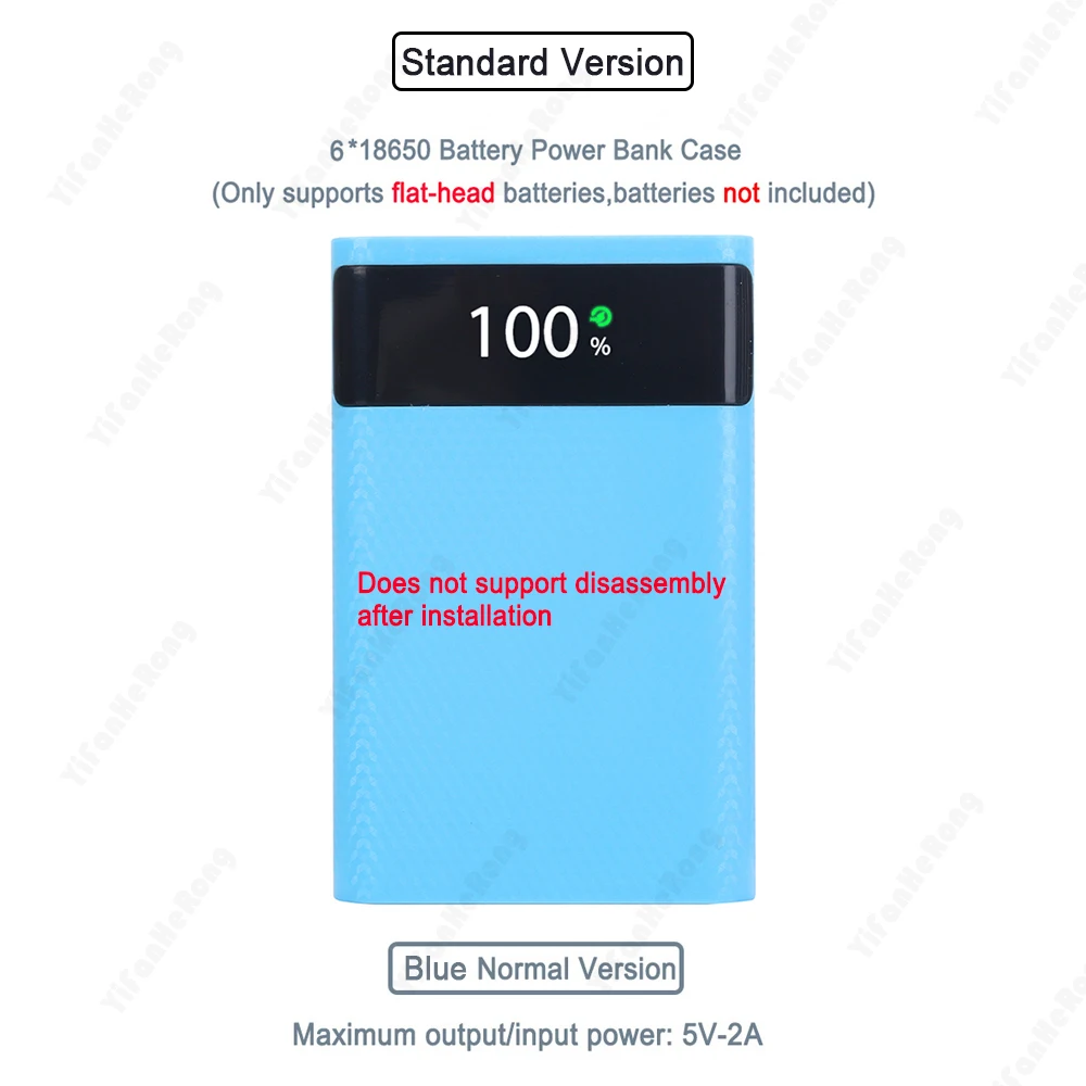 Usb Carregamento Rápido Portátil Externo 5v Faça Você Mesmo 6*18650 Case Power Bank Caixa de Armazenamento de Carregamento da Bateria com Lanterna 20000mah pd 18w - Image 2
