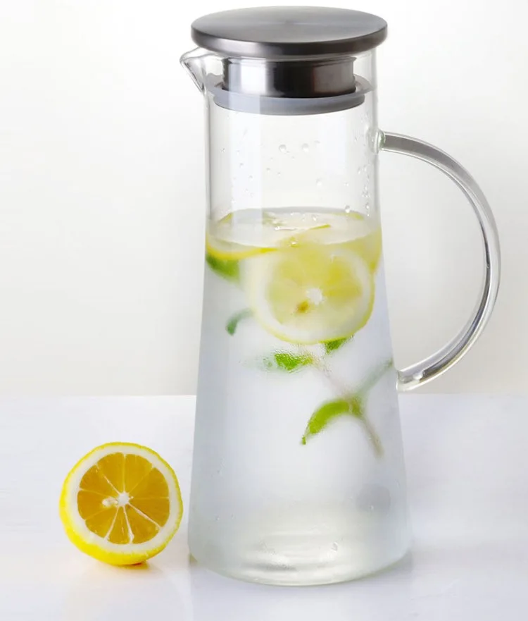 1500ml Transparent Glass Pitcher Hot/Cold Water Jug Kettle Juice Container Bottle Easy To Clean Heat Resistant