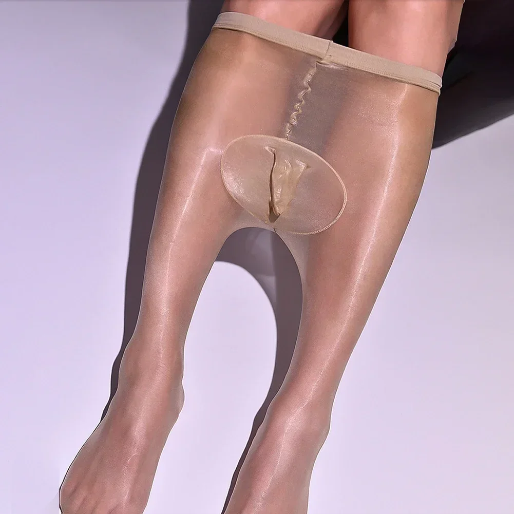 Sexy Men's Sheer Oil Shiny Transparent Glossy Pantyhose Stockings Utral-Thin Tights Sheath Panty Hose Man Underwear Men Stockings Mens Pantyhose