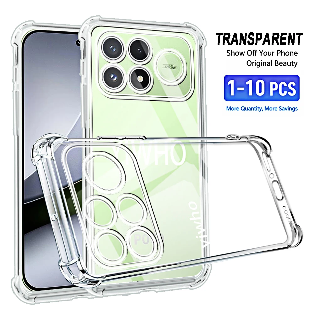Shockproof Transparent Soft TPU Phone Case - Pack of 1-10, Clear